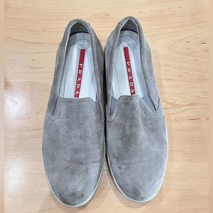 Authentic Prada sport grey suede slip on logo shoes runners 37